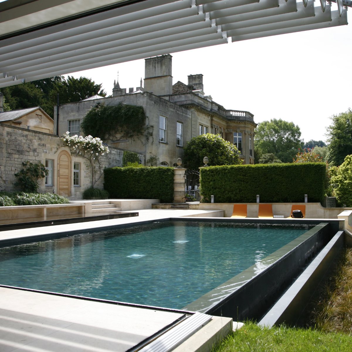 Luxury outdoor swimming pool built at a period country house
